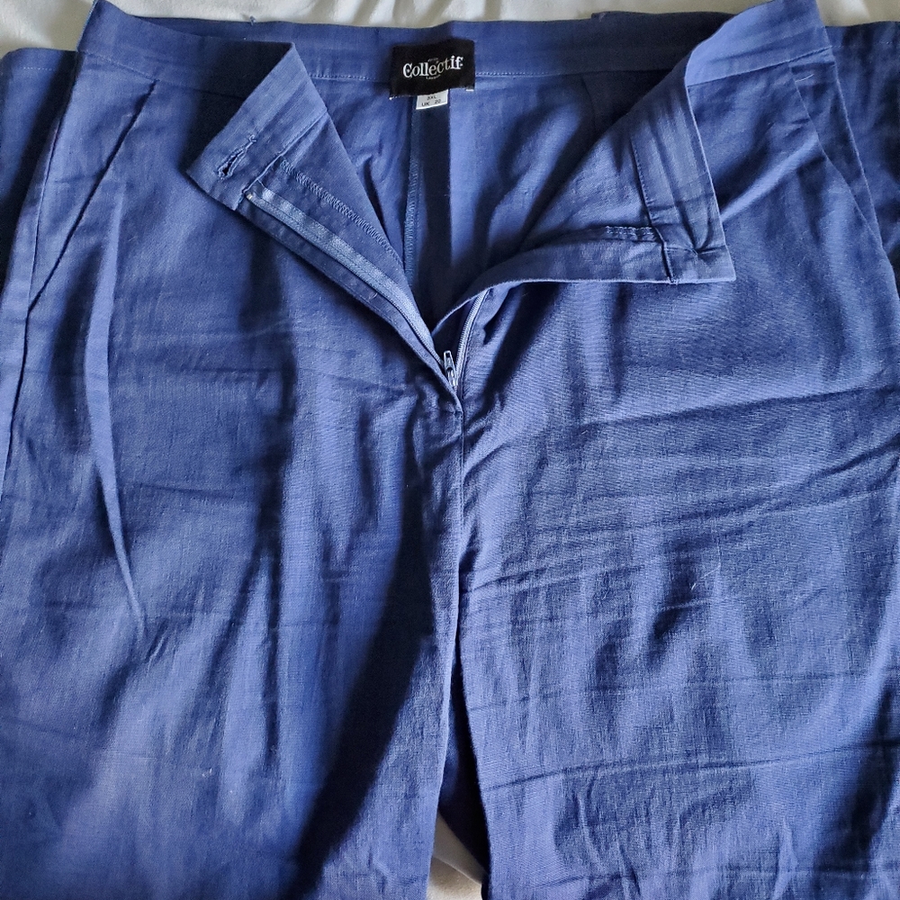 Collectif Blue Linen Trousers US 16/UK 20